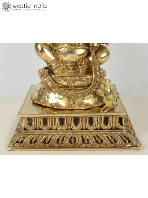 19" Superfine Sitting Chaturbhuja Lord Ganesha in Brass