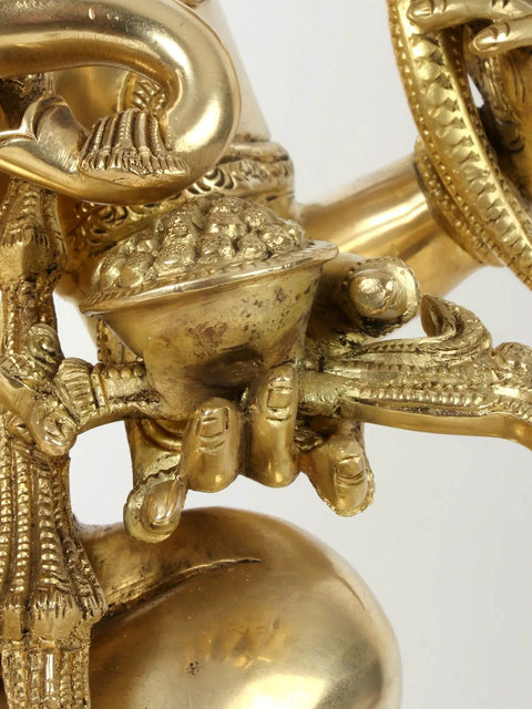 19" Superfine Sitting Chaturbhuja Lord Ganesha in Brass