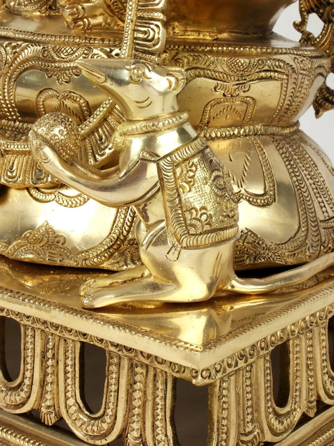 19" Superfine Sitting Chaturbhuja Lord Ganesha in Brass