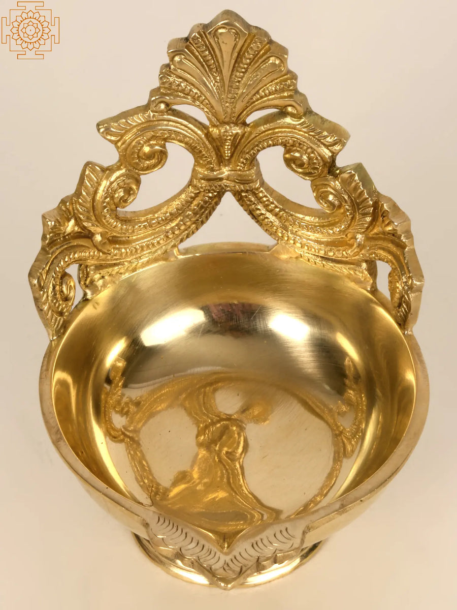 4" Small Brass Diya Ritual Lamp for Pooja