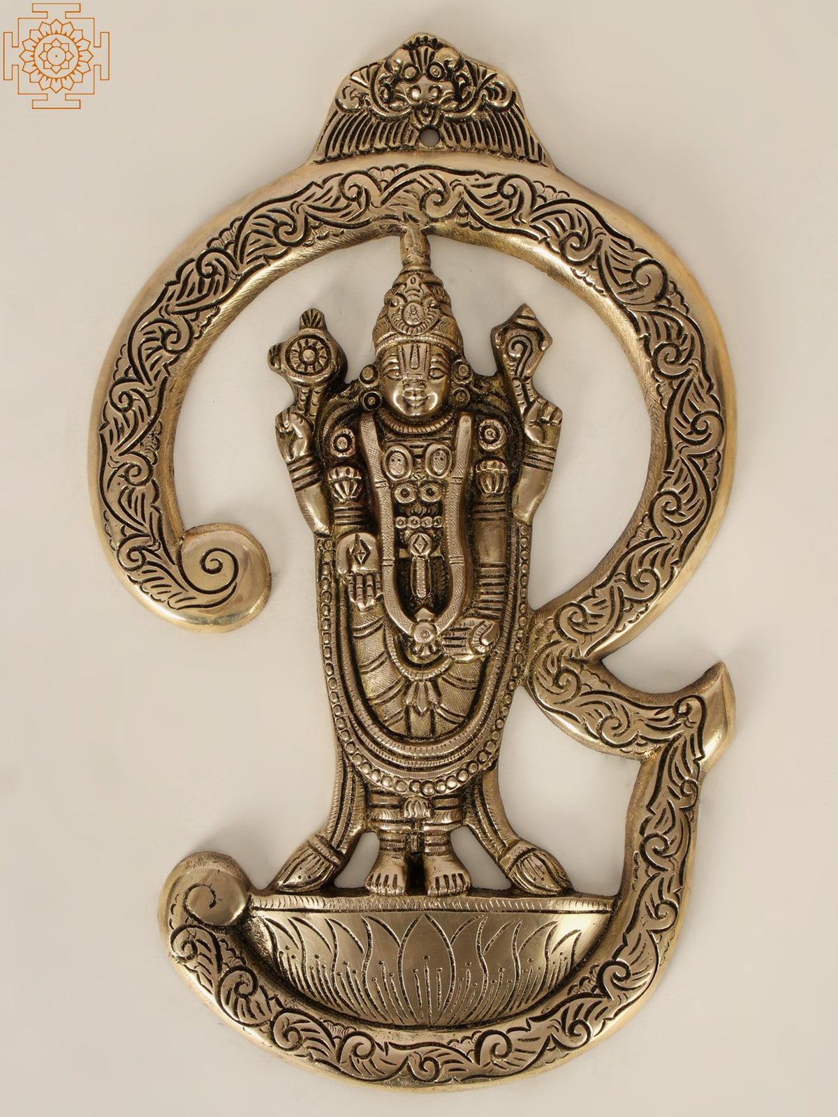 13" Brass Venkateshvara Tirupati Balaji Wall Hanging for Pooja