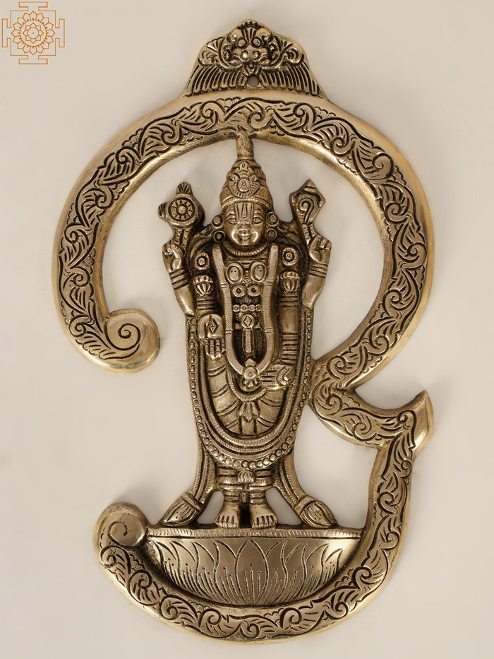 13" Brass Venkateshvara Tirupati Balaji Wall Hanging for Pooja
