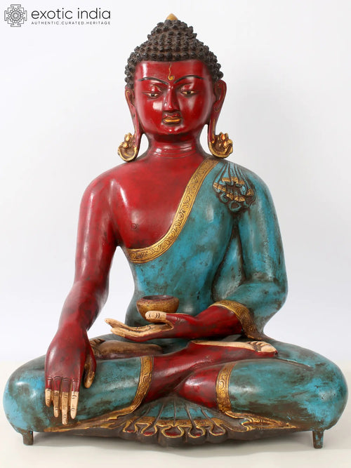 19" Handmade Medicine Buddha Brass Statue
