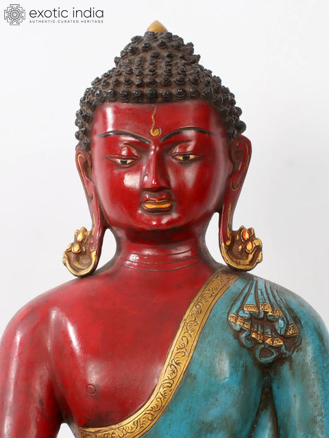 19'' Colorful Medicine Buddha Seated | Brass