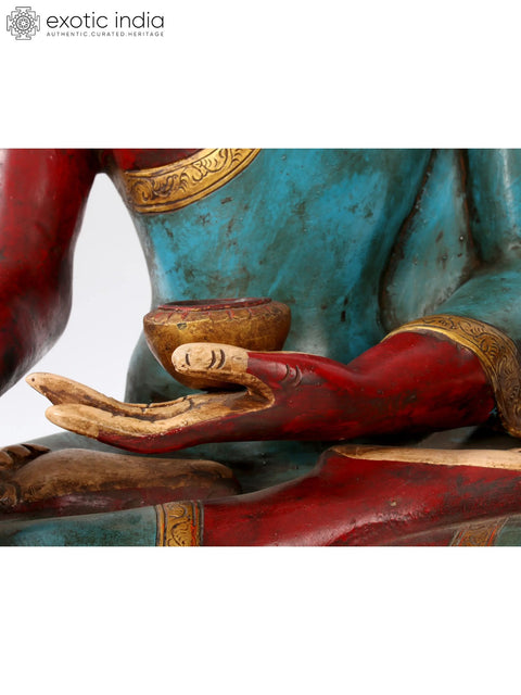 19'' Colorful Medicine Buddha Seated | Brass
