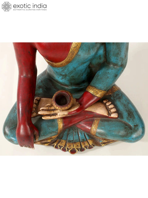 19'' Colorful Medicine Buddha Seated | Brass