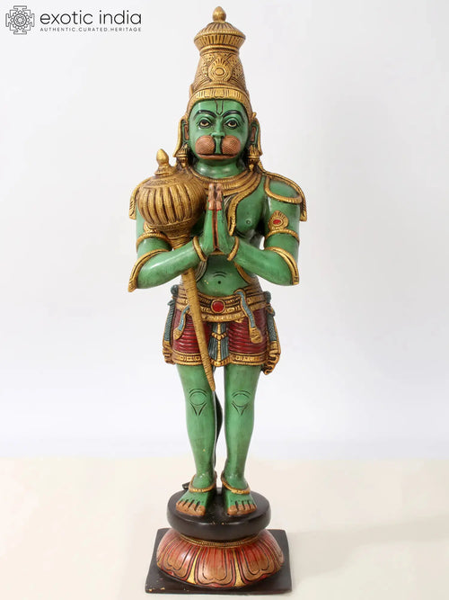 21" Lord Hanuman Anjali Mudra Brass Statue Handmade