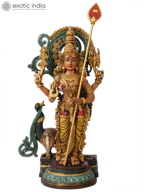 23" Traditional Multicolor Murugan Brass Statue