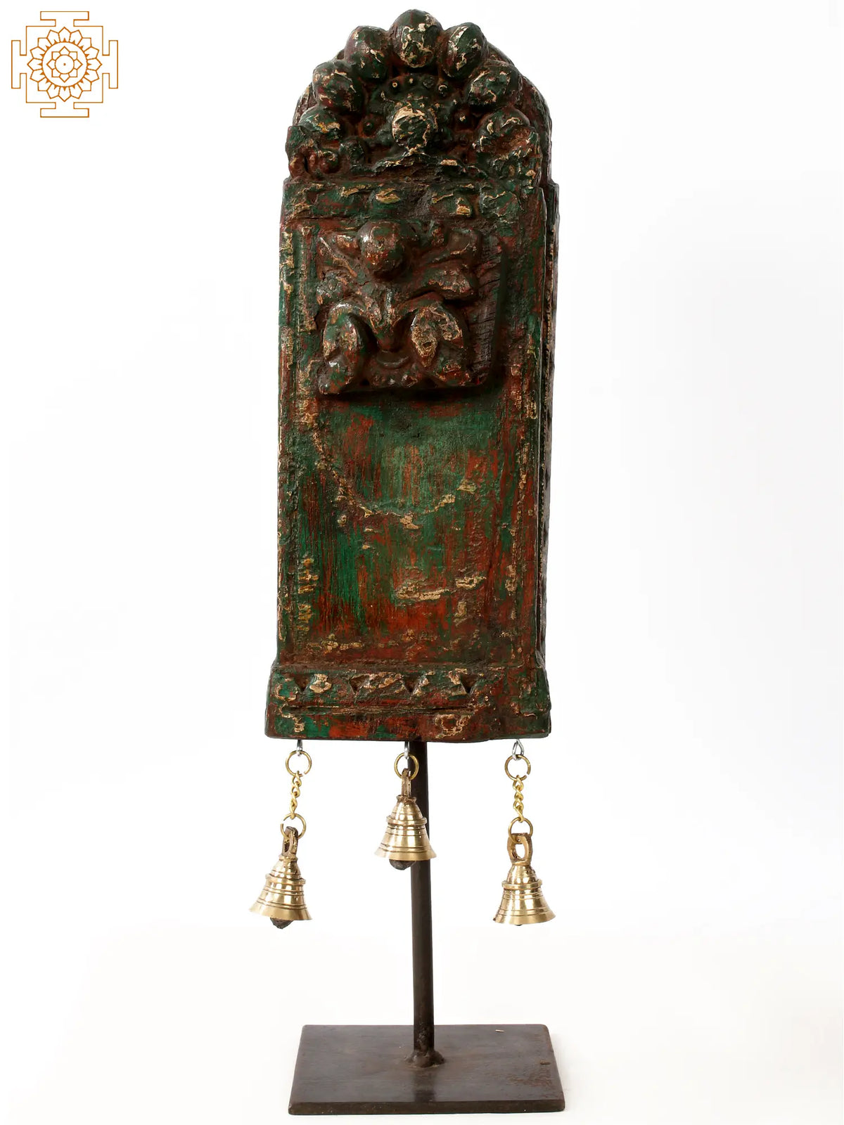 20'' Vintage Wooden Stand with Bells | Wood and Brass