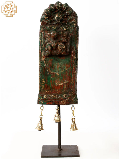 20" Vintage Wood and Brass Stand with Bells