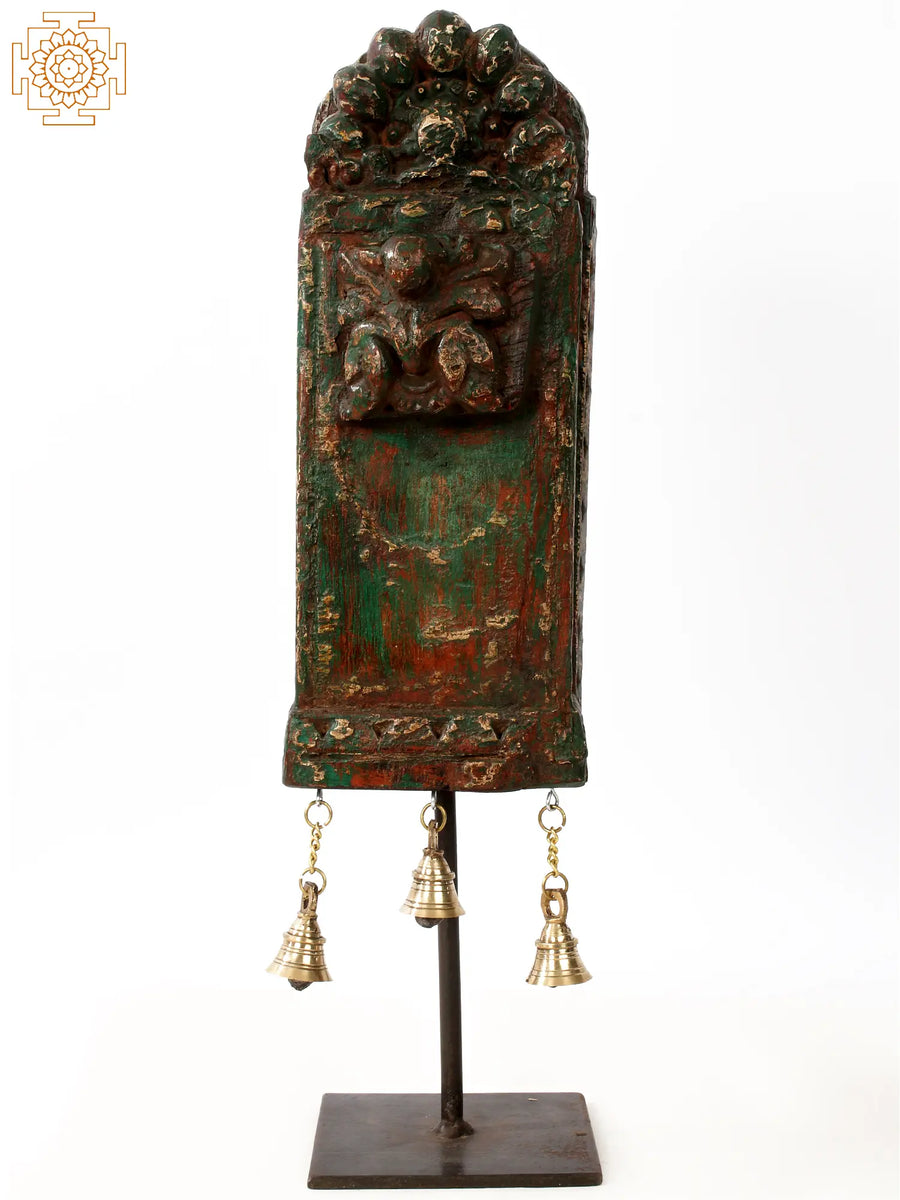 20" Vintage Wood and Brass Stand with Bells