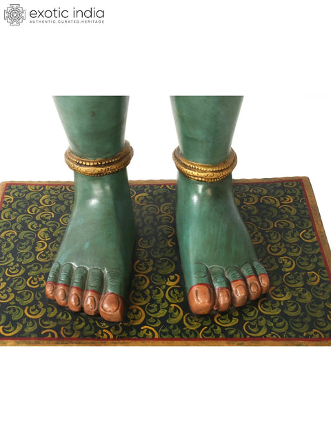 36" Large Colorful Standing Sankat Mochan Lord Hanuman in Brass