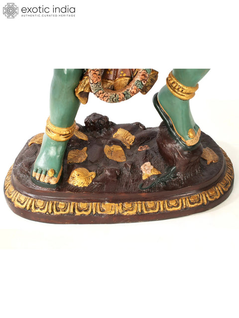 26" Brass Colorful Lord Hanuman Carrying Mountain of Sanjeevani Hurbs