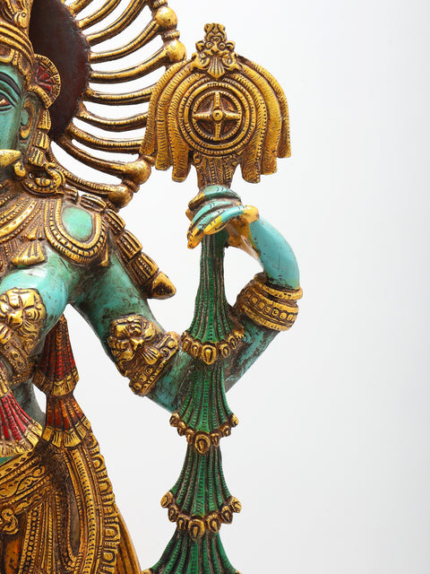 31" Large Brass Colorful Standing Lord Venugopal (Krishna) Playing Flute