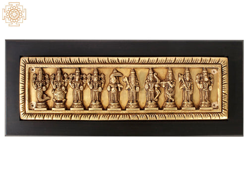 16" Dashavatara Ten Incarnations of Vishnu Brass Wall Hanging