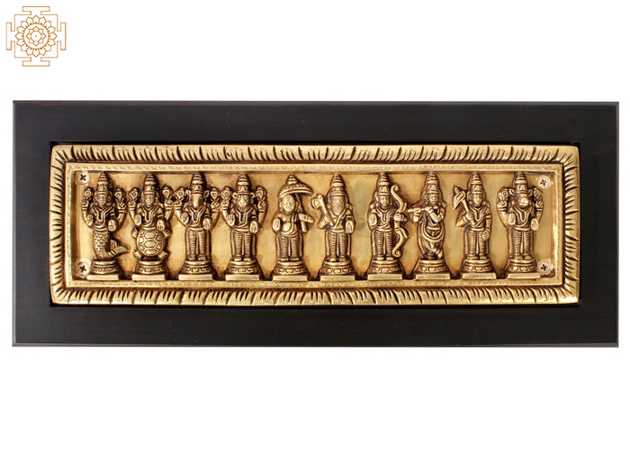 16" Dashavatara Ten Incarnations of Vishnu Brass Wall Hanging