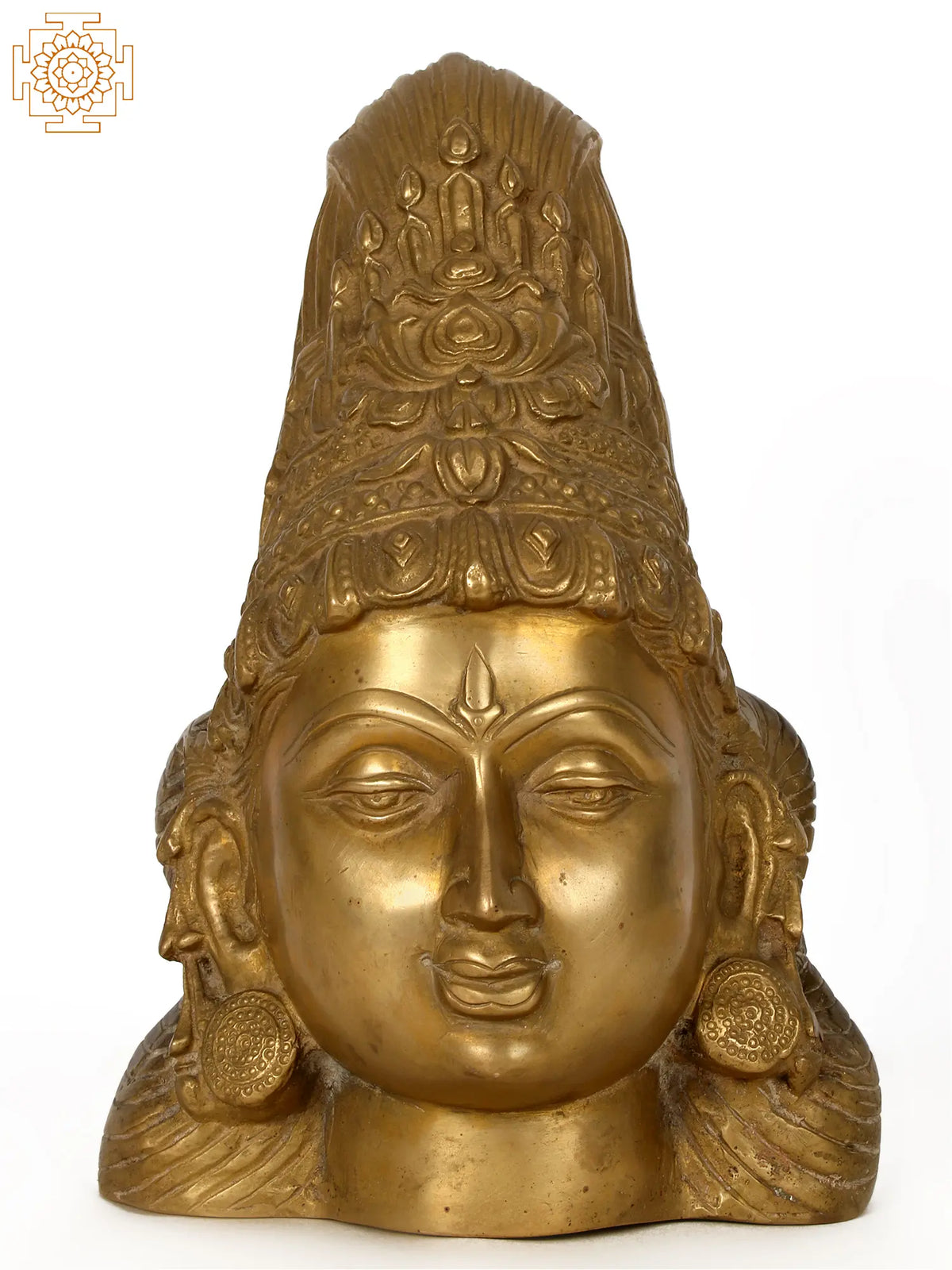 10'' Hindu Goddess Parvati Head | Brass Statue