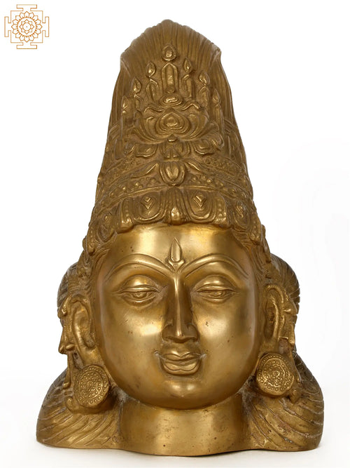 10" Hindu Goddess Parvati Head Brass Statue for Home Decor