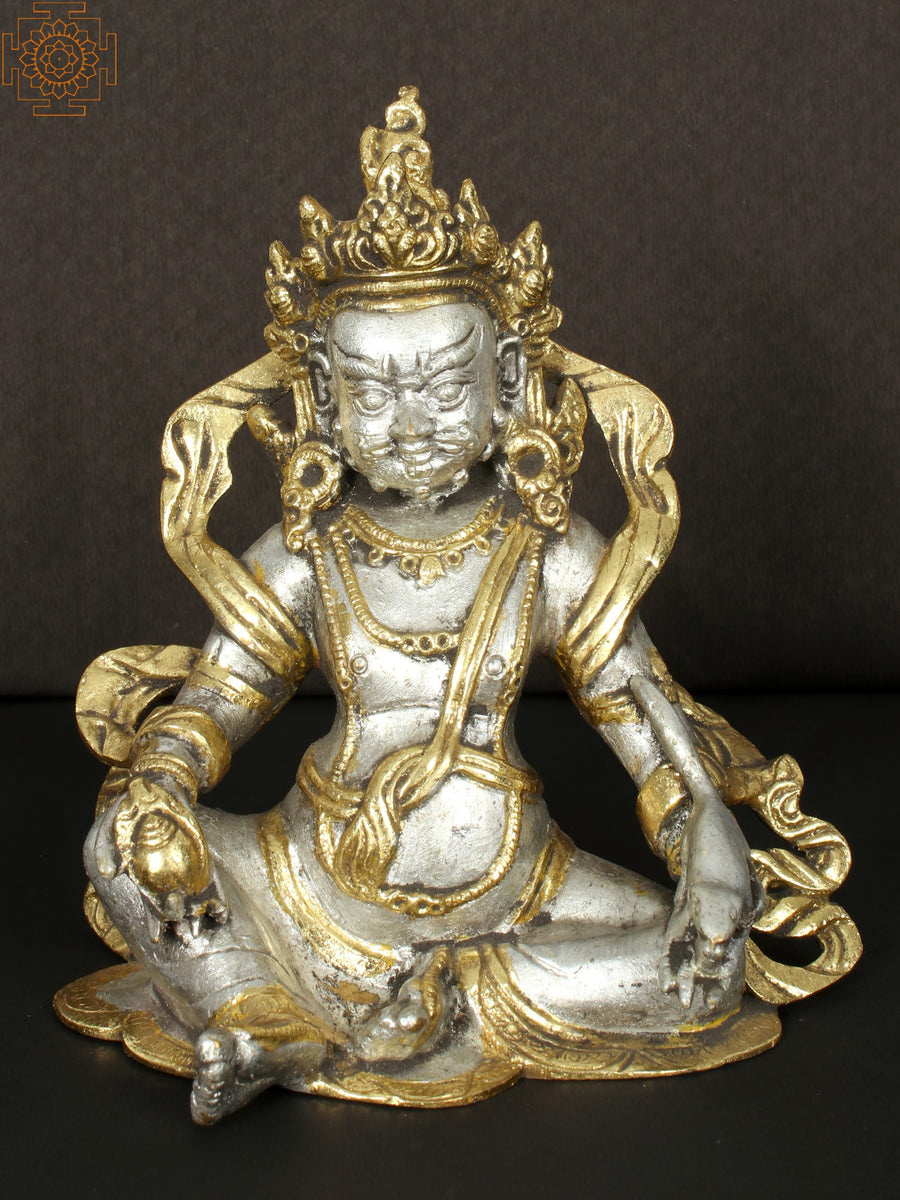 7" Wrathful Kubera Brass Statue for Wealth