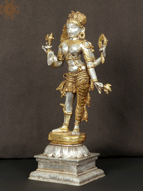 14'' Coloured Ardhanarishvara Standing | Brass Statue