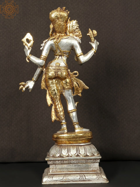 14'' Coloured Ardhanarishvara Standing | Brass Statue