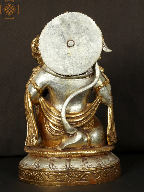 10'' Seated Blessing Hanuman On Base | Brass Statue