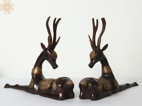 11'' Seated Reindeer (Set of 2) | Brass Statue