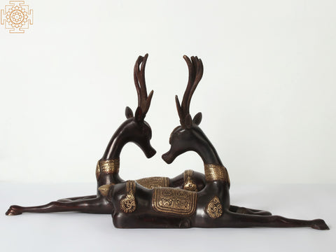 11'' Seated Reindeer (Set of 2) | Brass Statue