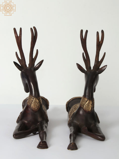 11'' Seated Reindeer (Set of 2) | Brass Statue
