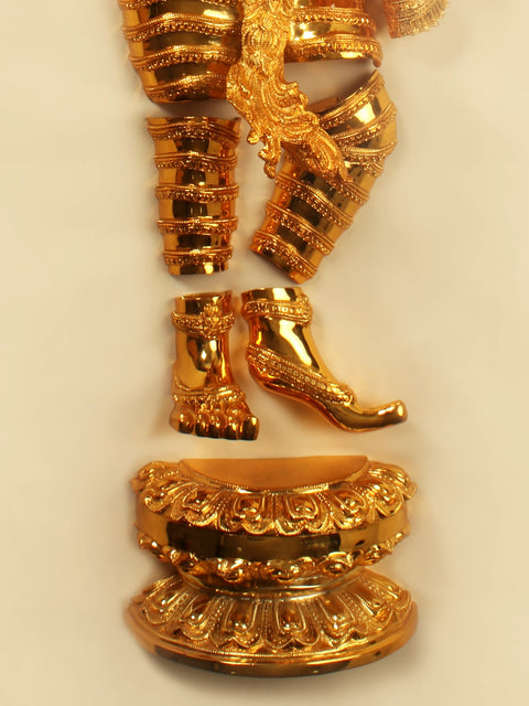 54" Lord Krishna Playing Flute | Brass with Gold Plated Wall Hanging Statue