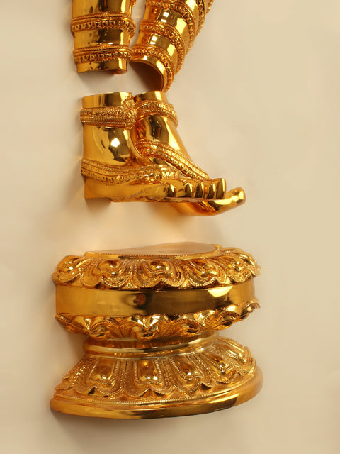 54" Lord Krishna Playing Flute | Brass with Gold Plated Wall Hanging Statue