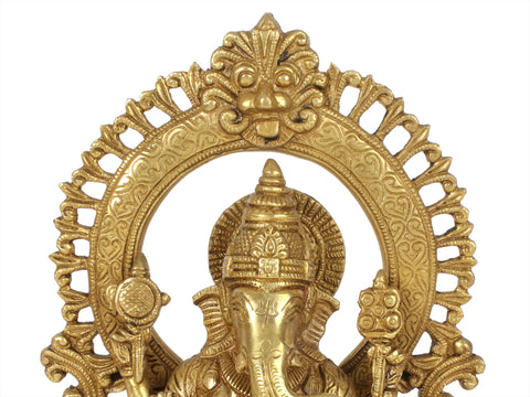 10'' Hindu God Ganesha With Arch | Brass