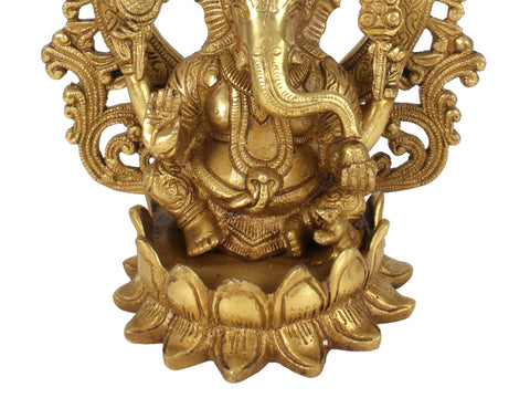 10'' Hindu God Ganesha With Arch | Brass