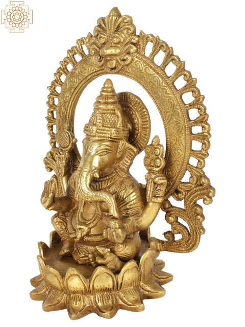 10'' Hindu God Ganesha With Arch | Brass