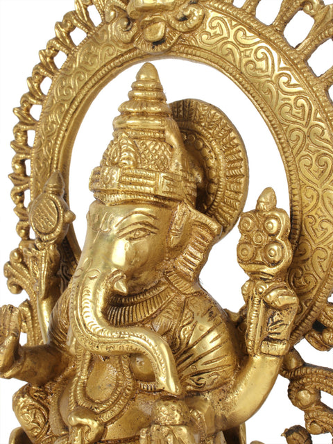 10'' Hindu God Ganesha With Arch | Brass