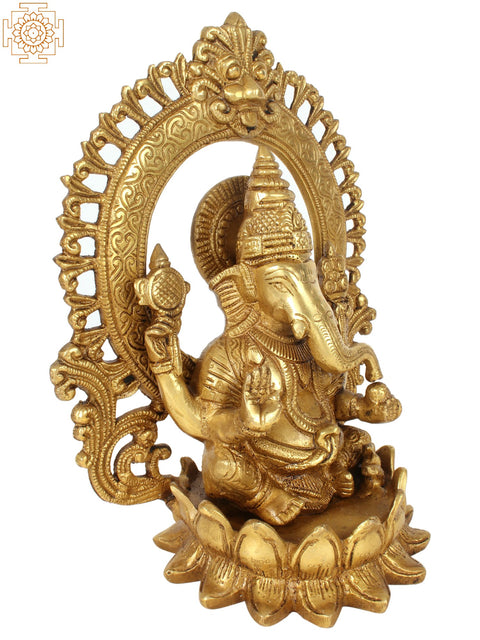 10'' Hindu God Ganesha With Arch | Brass