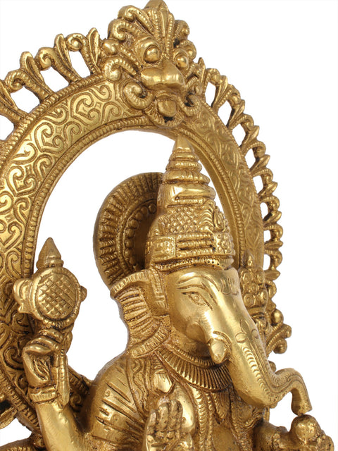 10'' Hindu God Ganesha With Arch | Brass