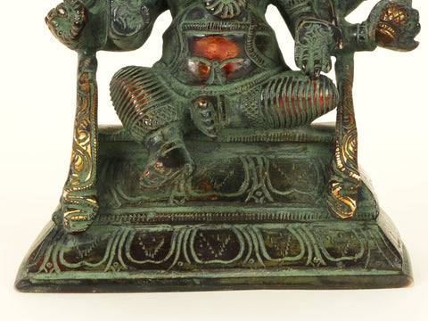 7'' Tri-Mukhi Ganesha | Brass Patina