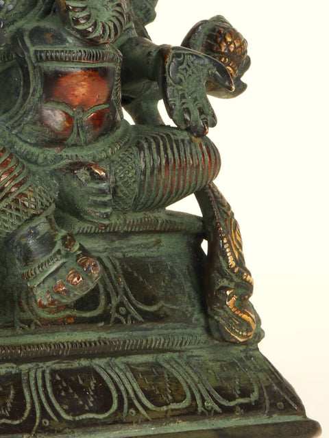 7'' Tri-Mukhi Ganesha | Brass Patina
