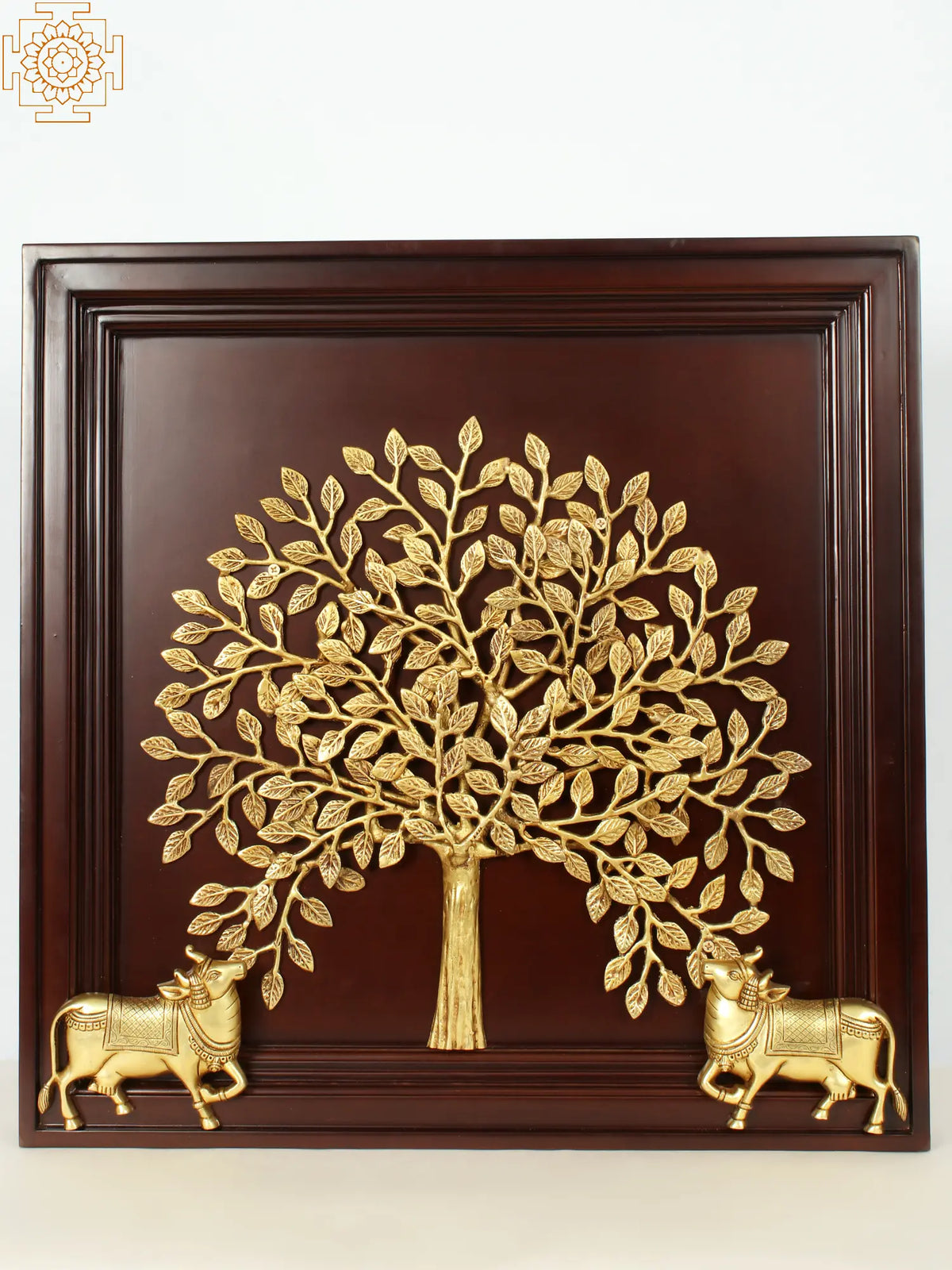 22" Pair of Kamadhenu Cow Under Kalpavriksh Tree | Wall Hanging