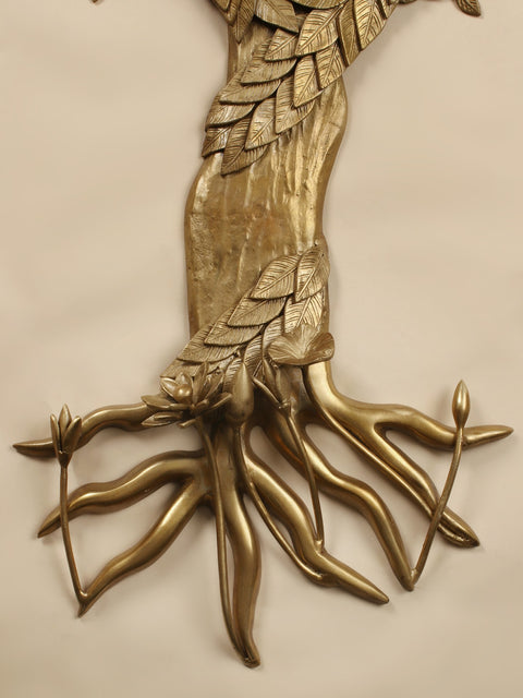 44" Large Brass Tree of Life with Butterflies | Wall Hanging