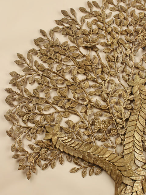44" Large Brass Tree of Life with Butterflies | Wall Hanging