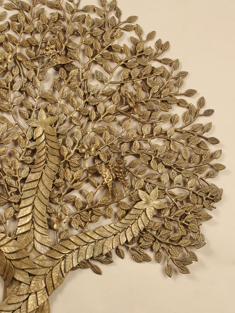 44" Large Brass Tree of Life with Butterflies | Wall Hanging