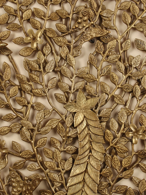 44" Large Brass Tree of Life with Butterflies | Wall Hanging