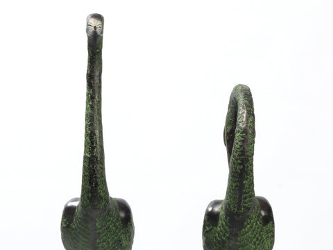 39" Large Brass Pair of Crane Bird