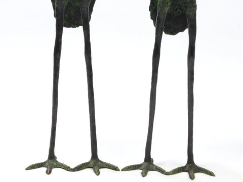 39" Large Brass Pair of Crane Bird