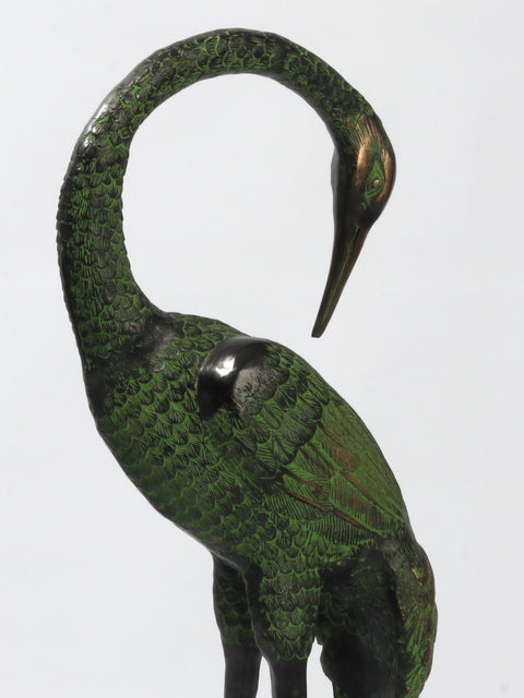 39" Large Brass Pair of Crane Bird