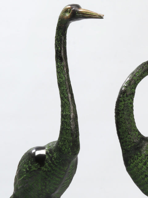 39" Large Brass Pair of Crane Bird