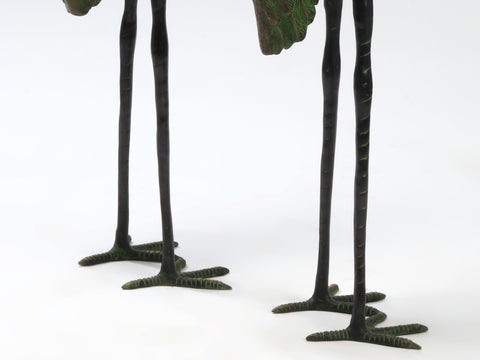 39" Large Brass Pair of Crane Bird