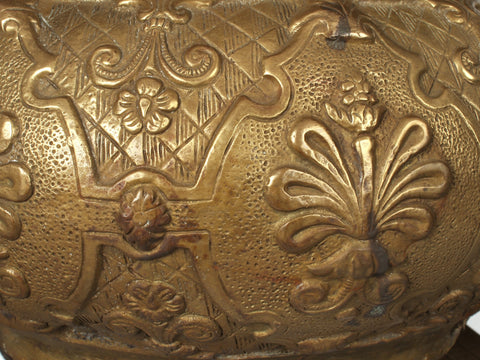 27" Brass Vintage Urli Pot on The Back of Swans